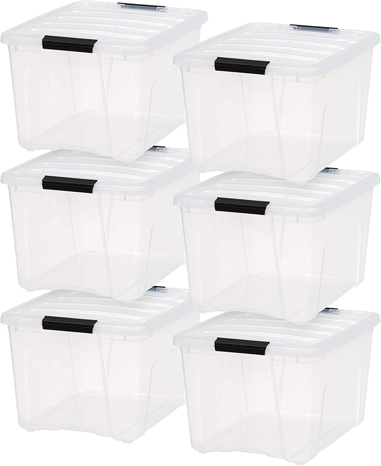 2 clear storage boxes, 30–35 qt
