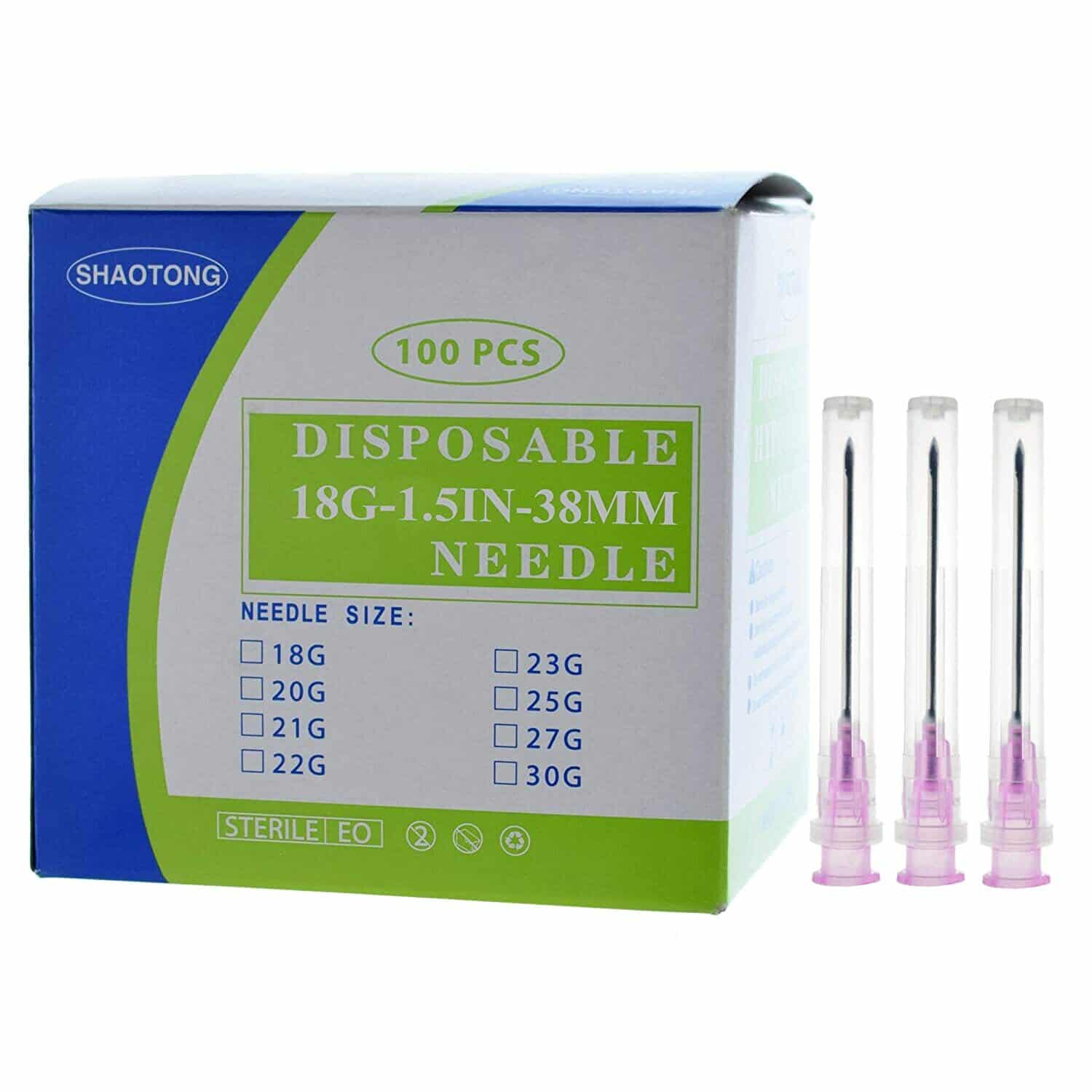 18 gauge sterile needles, 100 pack
