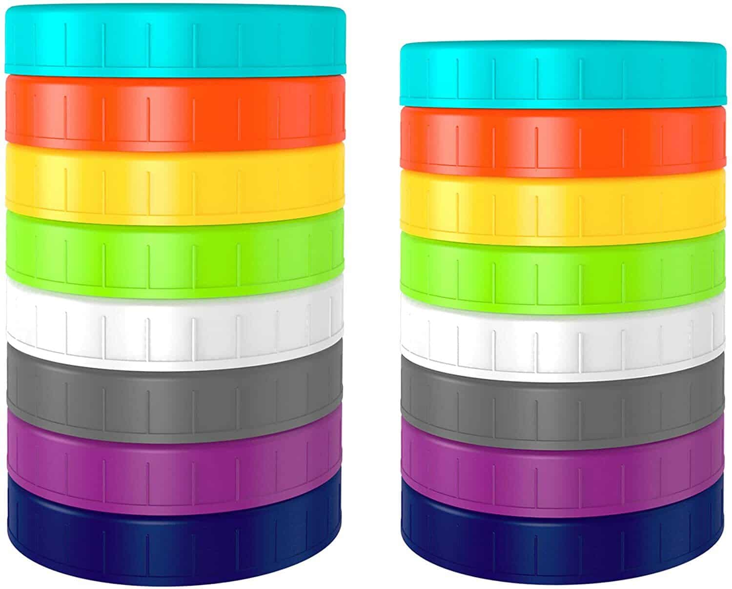 16 plastic mason jar lids, wide mouth